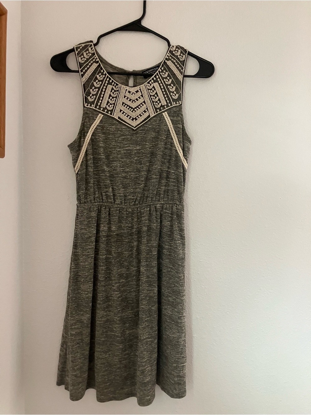 Papermoon Grey Embroidered Yoke Sleeveless Dress